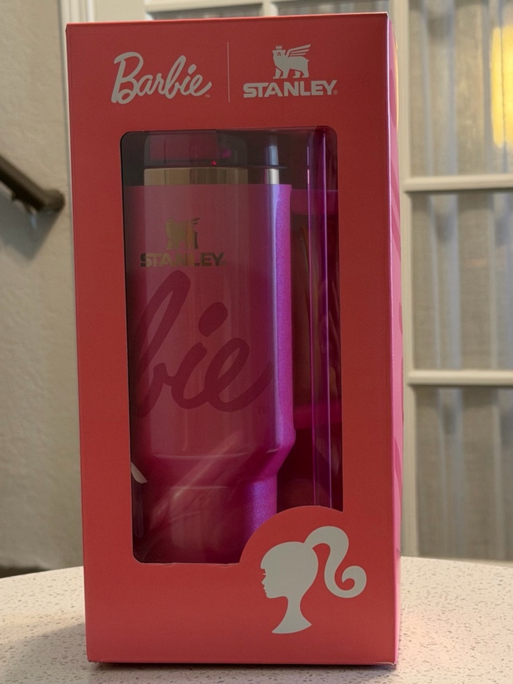 Barbie Stanley Metallic Hot Pink Travel Tumbler NIB 40 oz